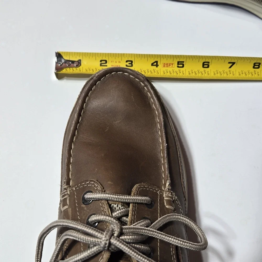 Dockers Beacon Genuine Leather Boat Shoes Mens 10.5 M‎ Brown Lace Up Logo EUC